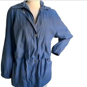 Izzi VTG Winter Puff Coat Blue Toggle Waist Pockets Sz S Full Zip & Snaps #240i